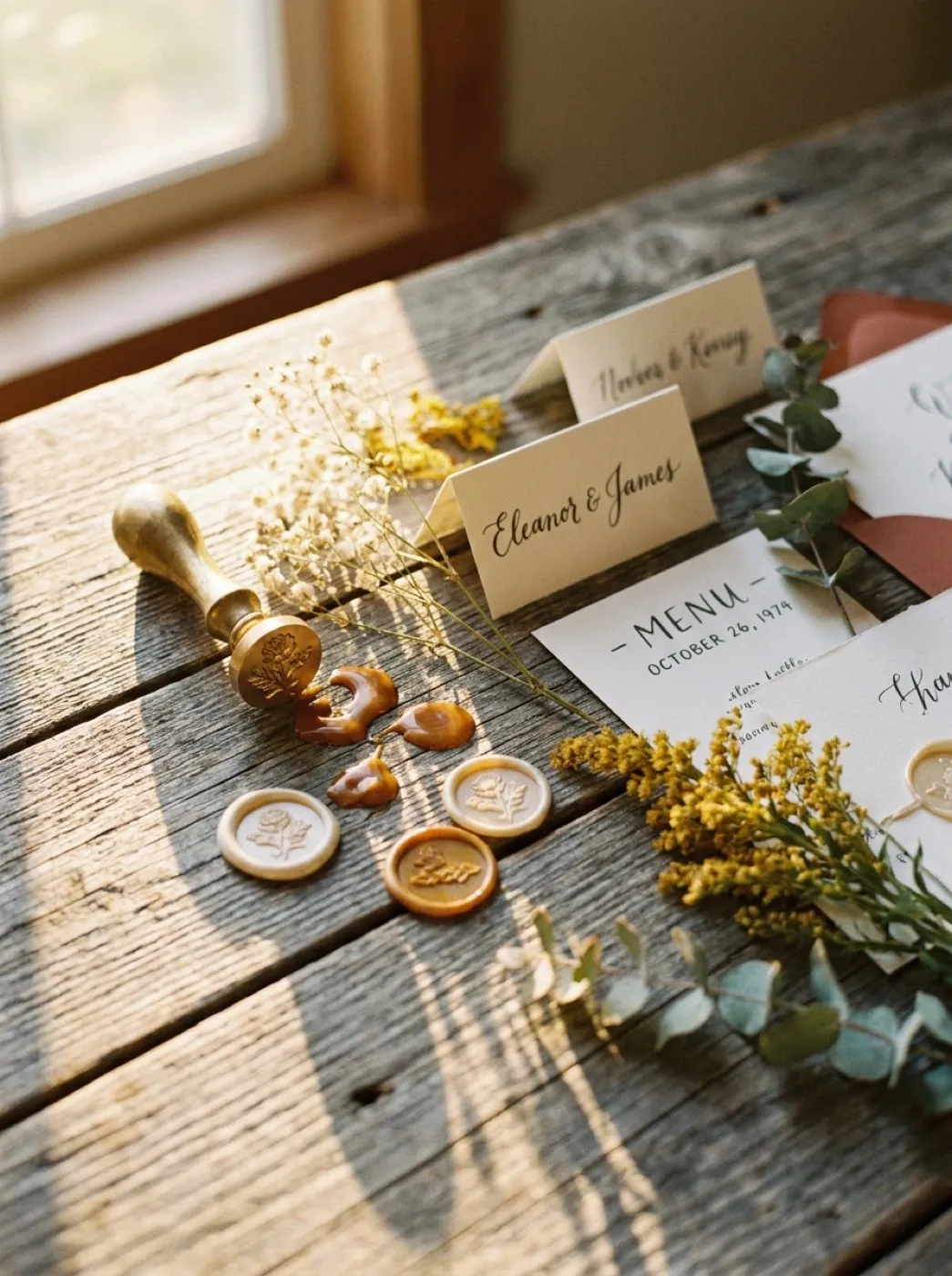 Wax seals and place cards